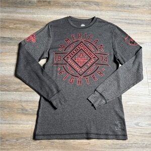 American Fighter Men's Size XL Gray Long Sleeves Double Sided Thermal Shirt